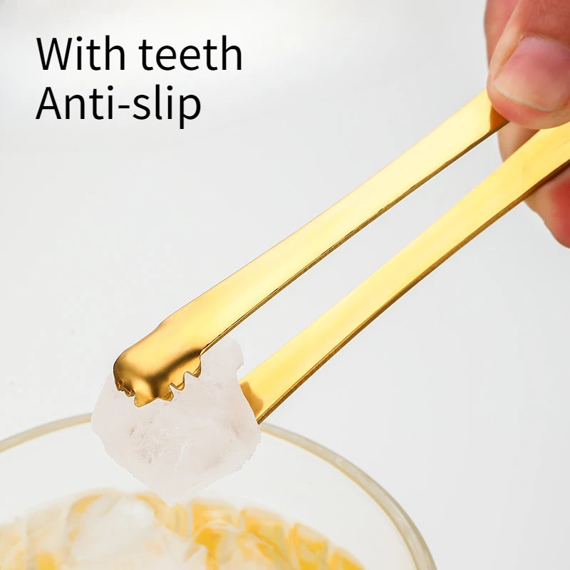 Stainless Steel Ice Block Clamp Multiple Functions Coffee Cube Sugar Clips Kitchen Accessories Anti-slip with Teeth Tongs