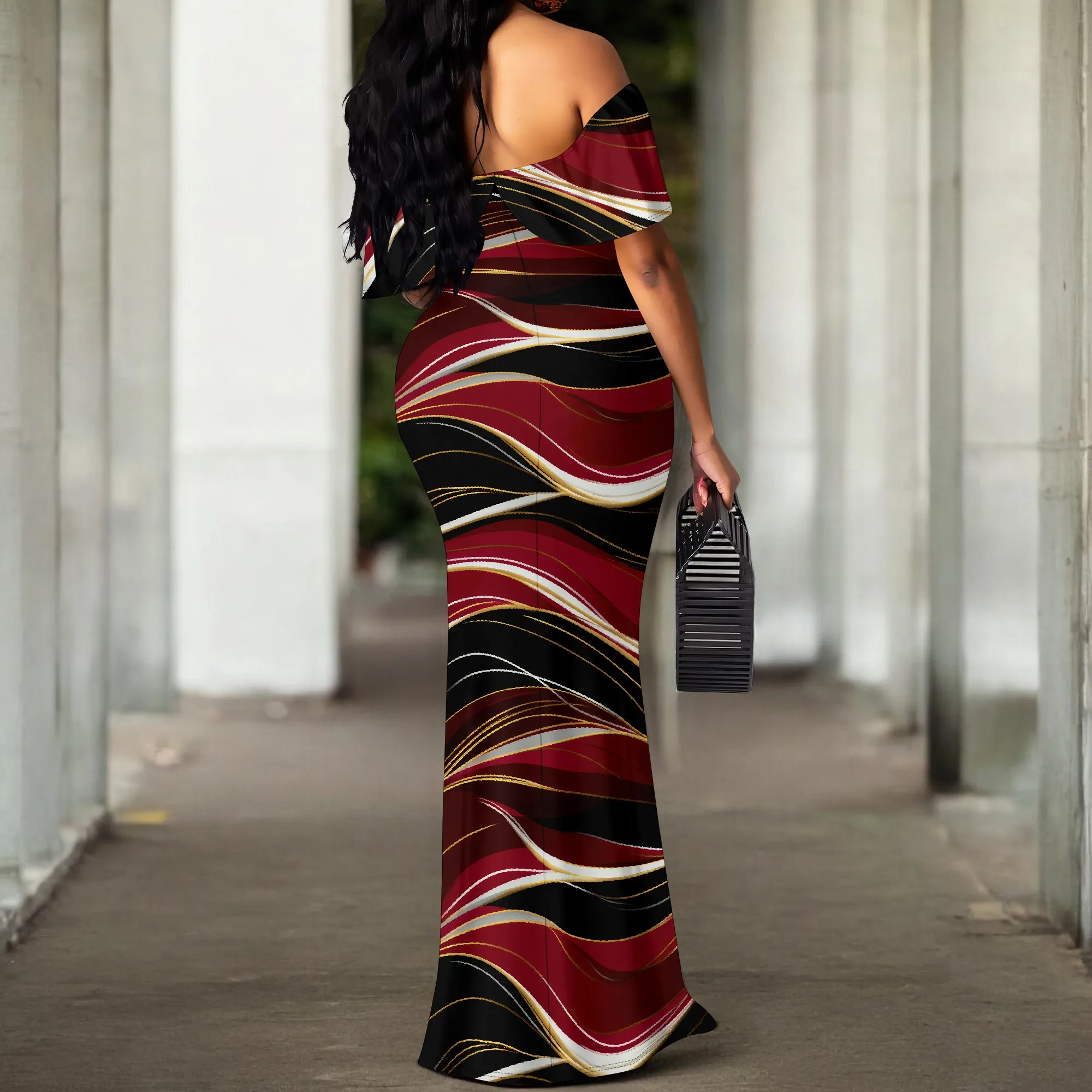 Women's Off Shoulder Maxi Dress Sexy Hawaiian Floral Long Party Dresses