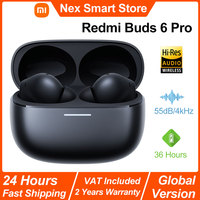 Xiaomi Redmi Buds 6 Pro Wireless Bluetooth Earphone, Hi-Res Audio with LDAC,Up to 55dB Active Noise Cancelling Wireless Earphone