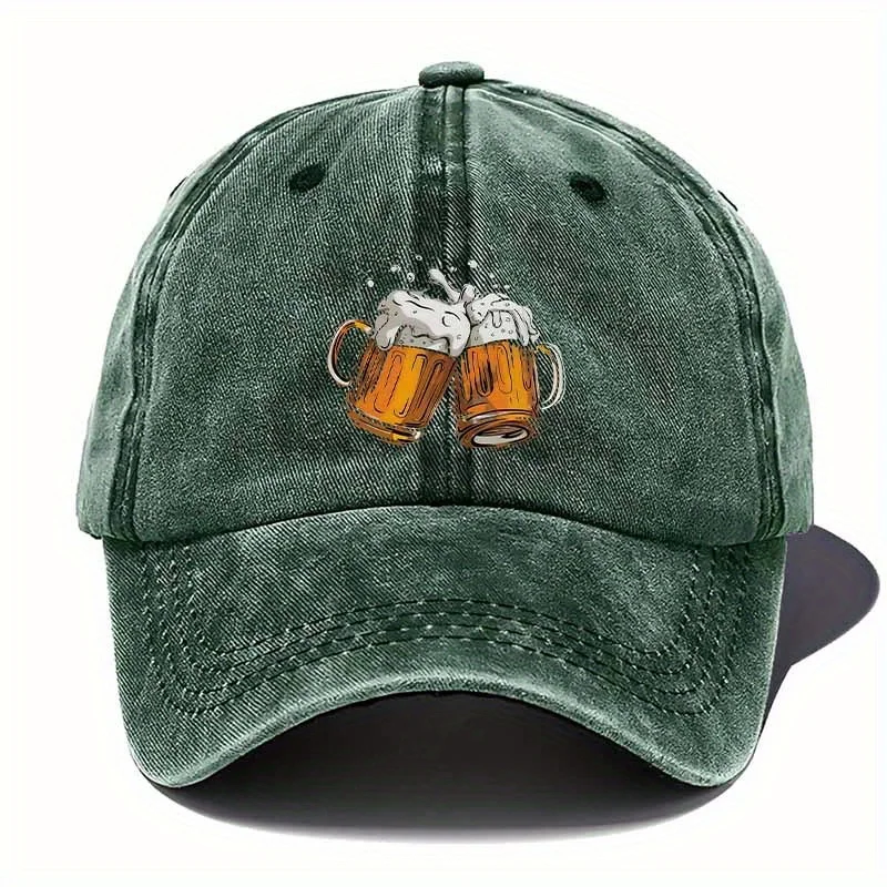 Retro Beer Print Baseball Cap, Embossed Sparkling Beer Pattern, A Perfect Tool for Casual Gatherings. Come And Have A Drink, Bar
