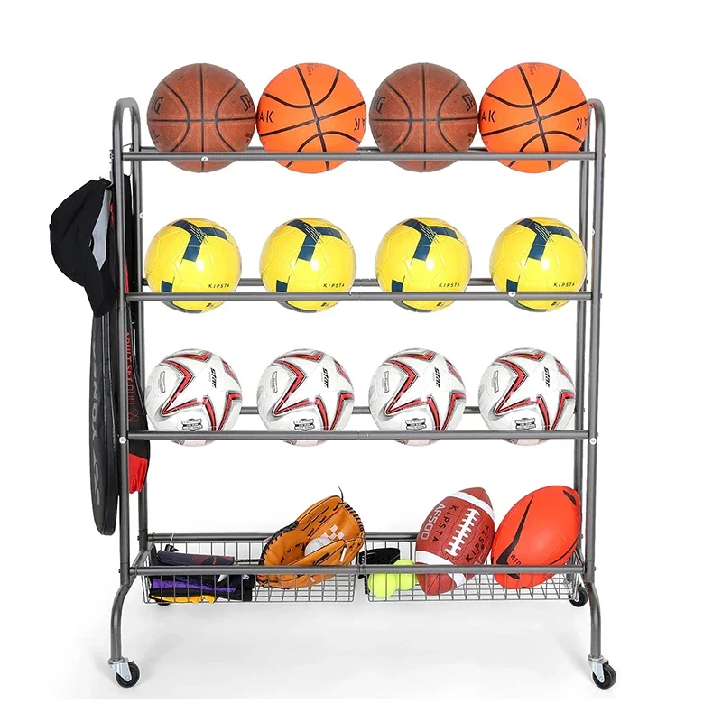 

Hot Selling Stainless Steel Sporting Goods Organizer Basketball Storage Rack Football Storage Rack Ball Storage Rack