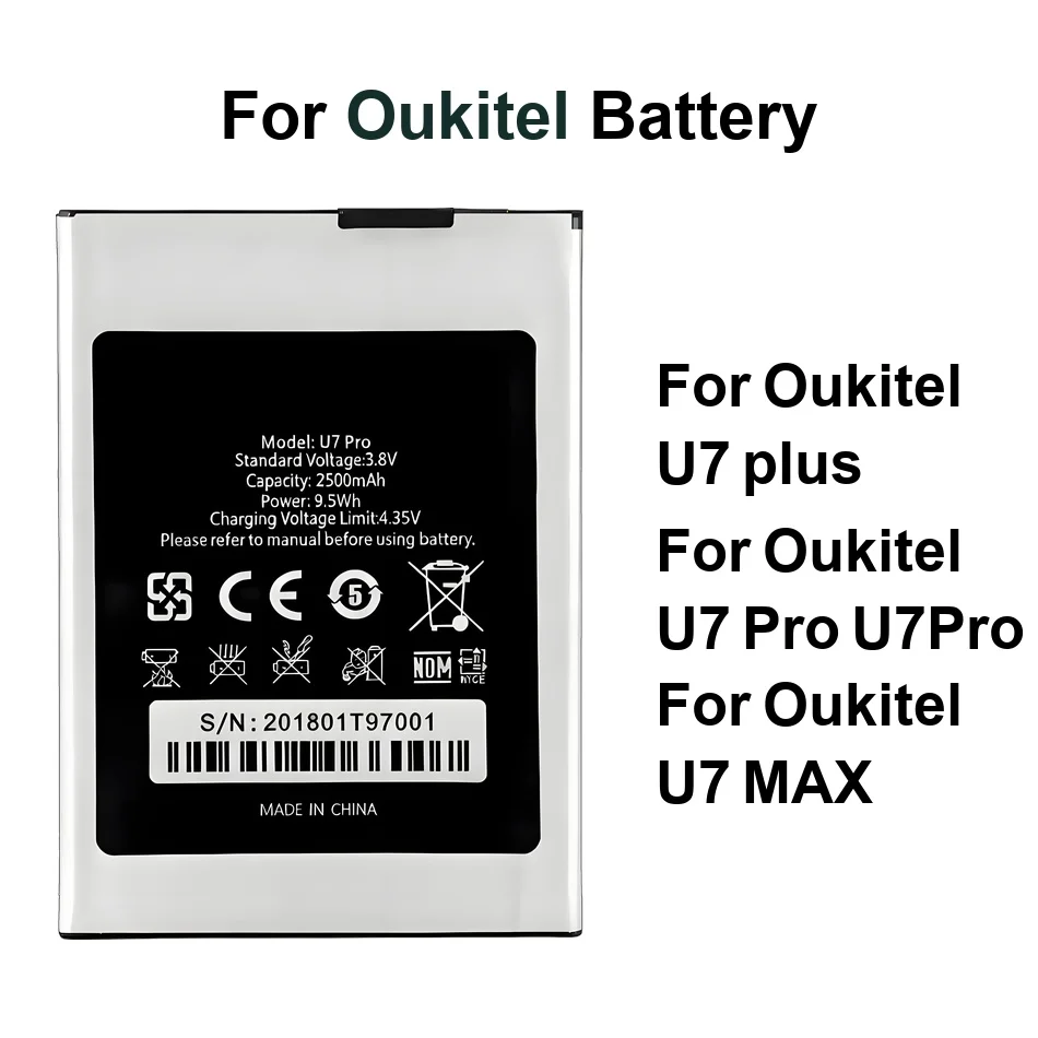 Аккумулятор для мобильного телефона, долговечный, 2500 мАч, для Oukitel U7 Plus Pro Max