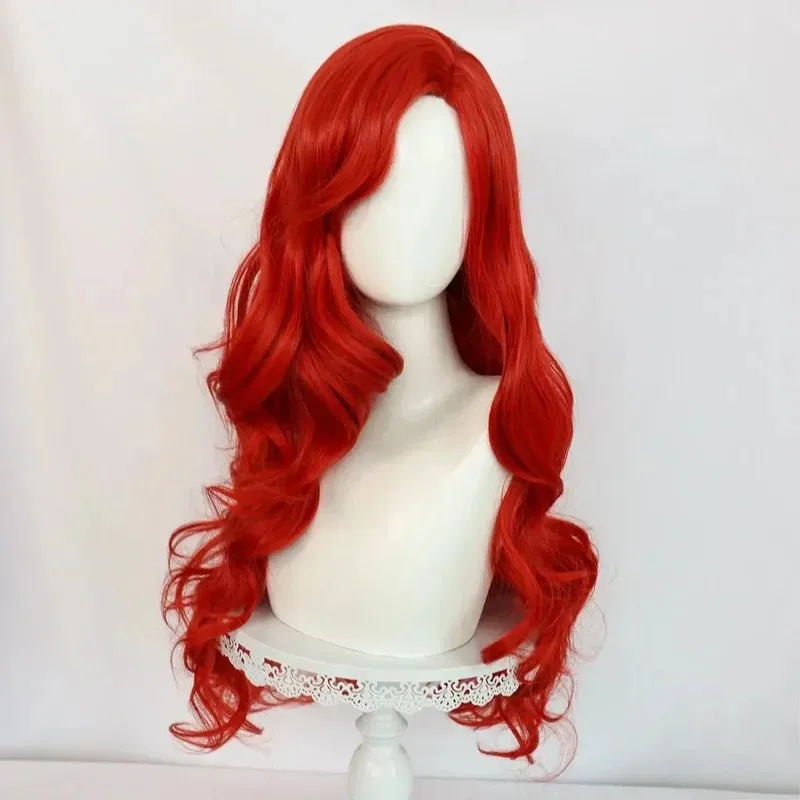 DY 202025 For Girl Lucky Charm, 26 Inch Long Curly Red Synthetic Wig, Anime Halloween Wig 25