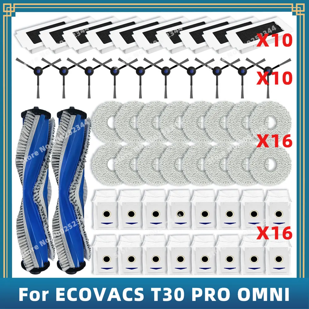 Compatible For ECOVACS T30 PRO OMNI DDX14 / YEEDI M12 Pro+ Replacement Parts Accessories Main Side Brush Filter Mop Dust Bag