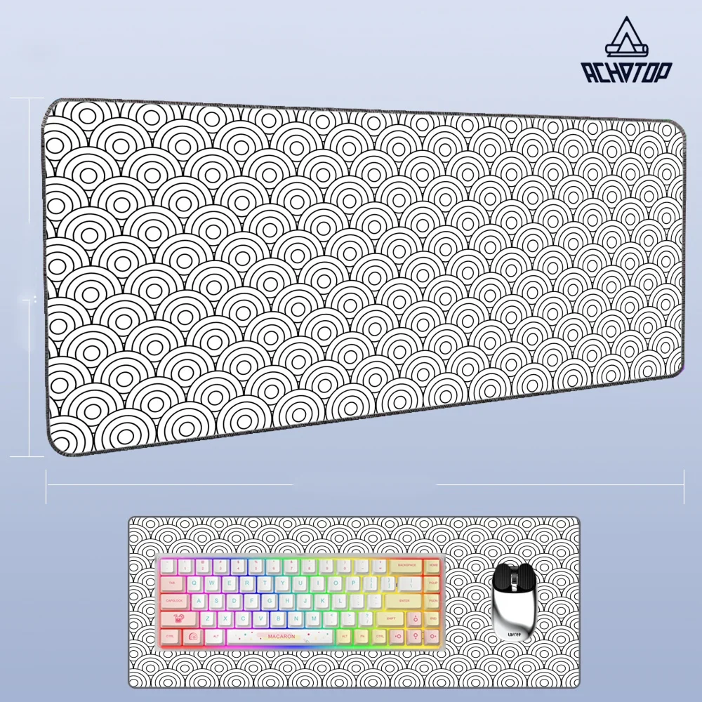 

Mousepad Large Anime Mouse Pad Black White Line XXL PC Gamer Gaming Desk Mat Setup Office Computer Big Grande Desk Mousepads