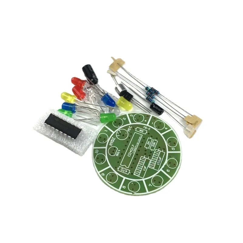 CD4017 colorful voice control rotating LED light kit electronic manufacturing diy kit spare parts student Laboratory