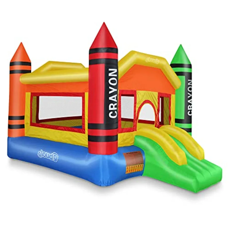 

Mini Crayon Bounce House with Slide for Indoor/Outdoor Play, Durable Vinyl Material, Bright Multicolor Design, Includes Safety