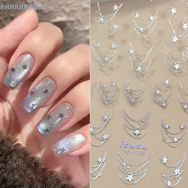 [B]Star Nail Art Stickers Bronzing Flash High Quality Self Adhesive Sticker Nail Charm Decoration Stereoscopic