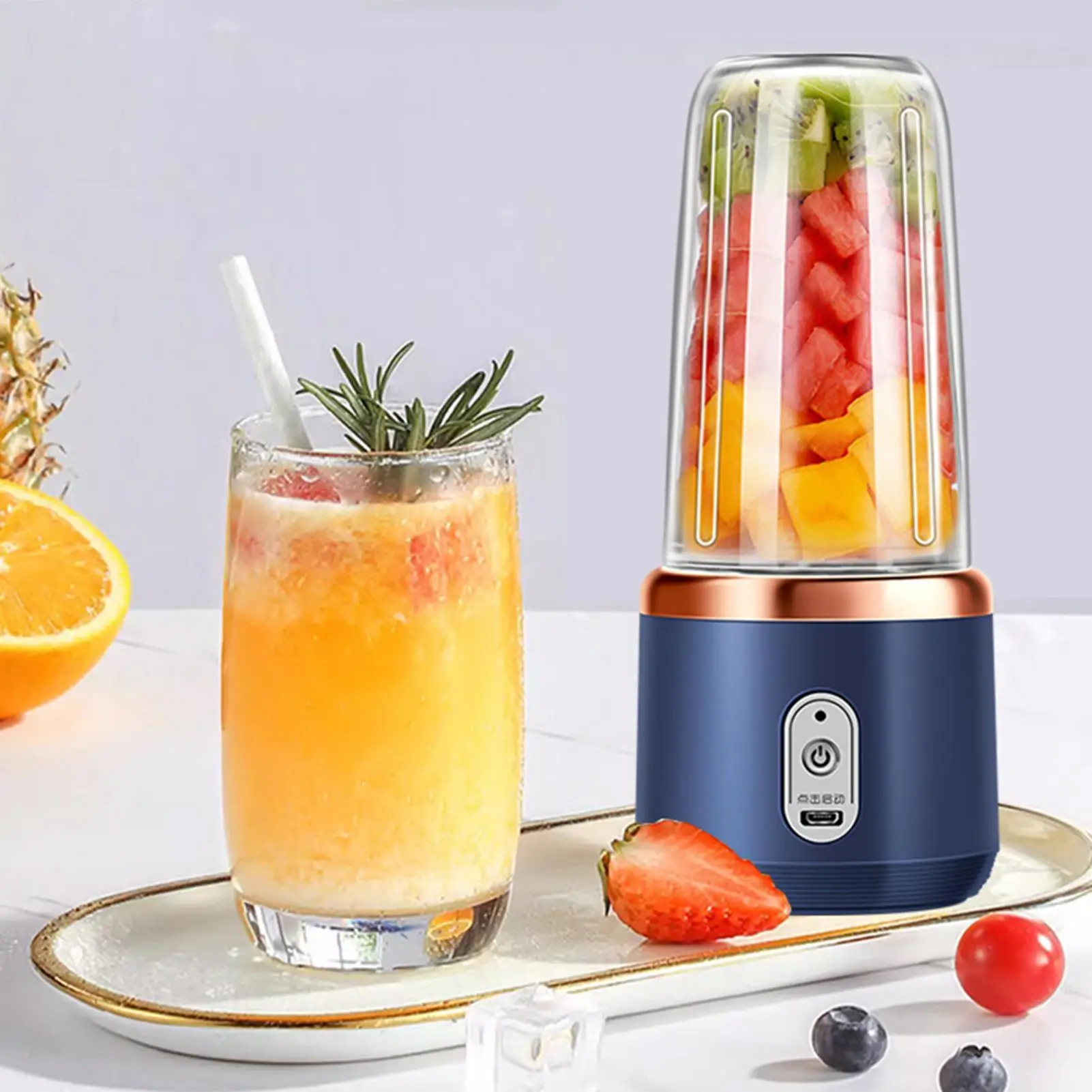 Portable Juice Blender USB Rechargeable Juicer Cup Personal Juicing Maker Blending Machine for Gym Office Apartment Travel