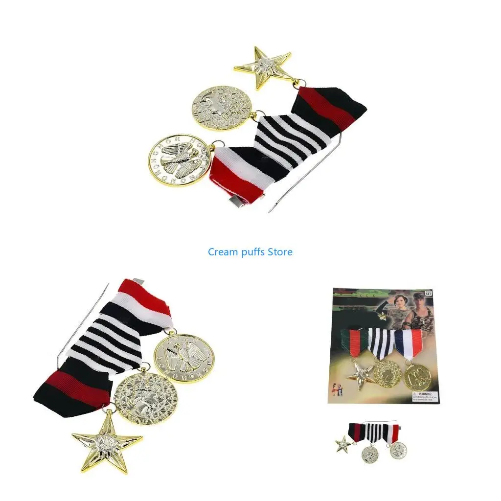 

50LE Militarys Medals Brooch Pins,Jackets Coat Militarys Badge Brooch Pin Women Men