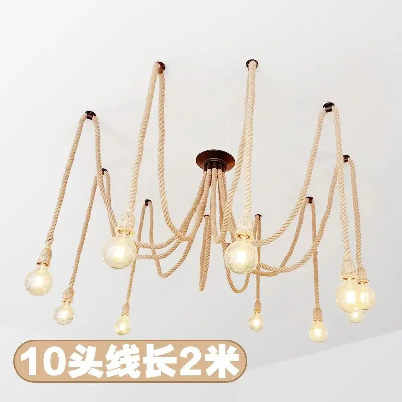 

American country Vintage industrial wind rope chandelier restaurant clothing store iron lamp free shipping