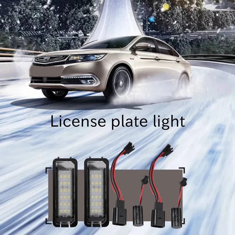 2 шт., 12 В, светодиодные лампы освещения номерного знака для Golf 4 5 6 7, освещение номерного знака автомобиля, внешние аксессуары-BTFL