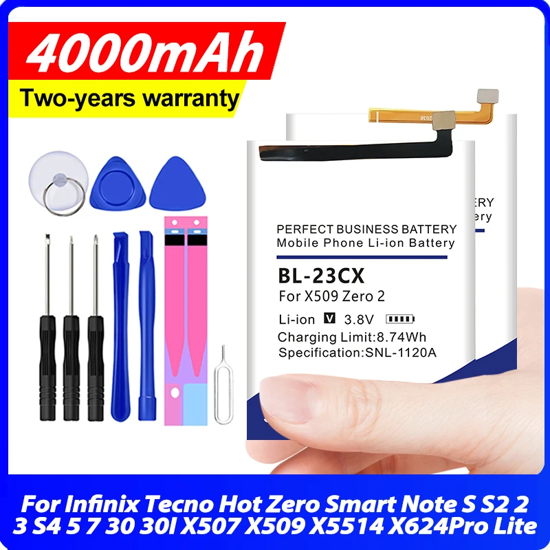 BL-30QX BL-30VX BL-49PX New Battery For Infinix Tecno Hot Zero Smart Note S S2 2 3 S4 5 7 30 30I X507 X509 X5514 X624 Pro Lite