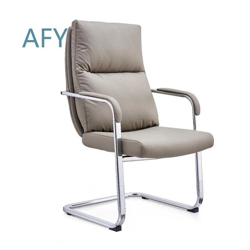 Ergonomic Office Chair for Executive Desk Comfortable Conference Seating Modern Metal Desk Chair Leather Task Chair for Home