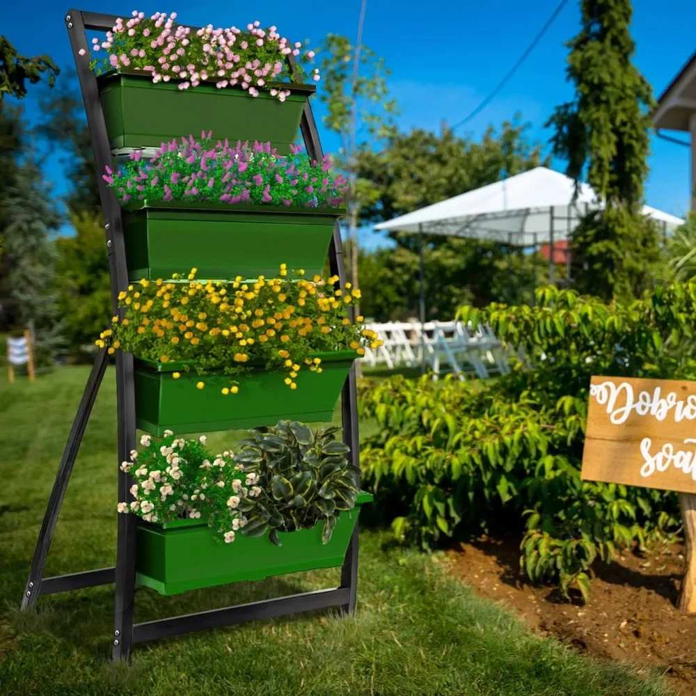 

6-футовая приподнятая грядка для сада - Вертикальная отдельно стоящая приподнятая грядка с 4 контейнерными ящиками - Отлично подходит для патио