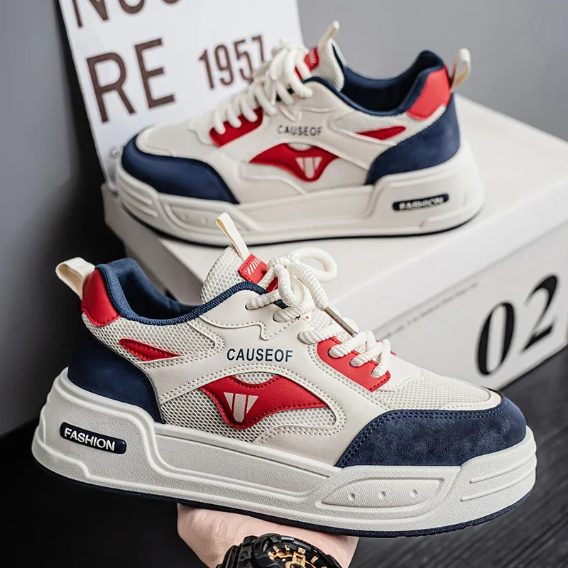 

Мужские кроссовки для скейтбординга, весенне-летние, кожаные, повседневные, модные, для активного отдыха, бега, спорта, туризма, на платформе, дизайнерские, люксовые, новые