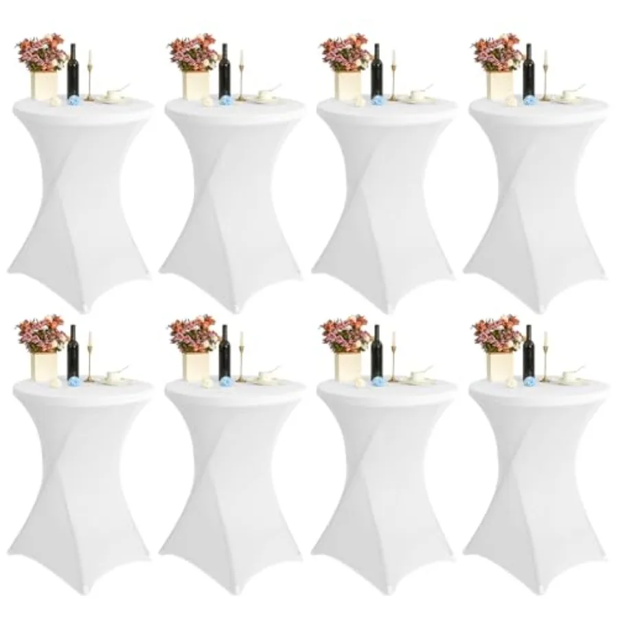 

32x3 Inch Spandex Cocktail Table Covers, Fitted High Top Table Covers for Round Tables, Square Corners Cocktail Table Tableclot