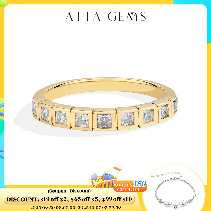 

ATTAGEMS All lab Diamond Ring Princess Cut 2*2 мм Чистое 10-каратное 14-каратное 18-каратное золото для женщин Обручальное свадебное одинаковое кольцо Высокие украшения