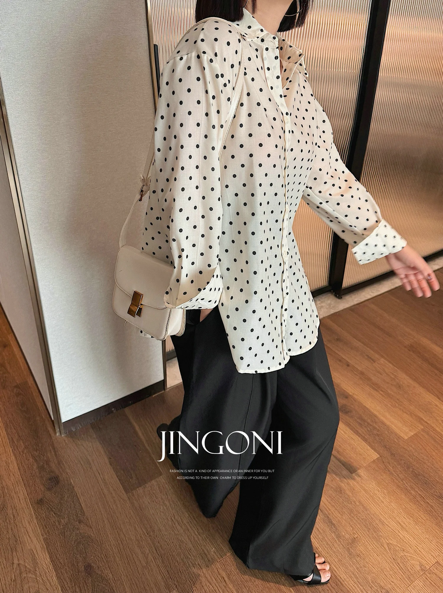 

Элегантная женская рубашка с длинными рукавами в горошек, свободного кроя, в корейском стиле, новая весенняя модная модель, мягкая, стильная, прямого кроя, из полиэфирного волокна