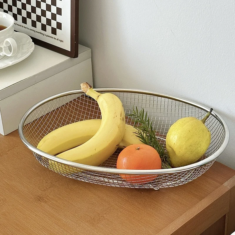 Stainl Steel Vegetable Waing Basin Drainage Desktop Storage Basket Fruit Basket Fruit Tray Simple Country Sle Universal