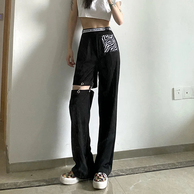 

Casual High Street Cool Black Wide Leg Pants Fashion Women Summer and Autumn New High Waist Loose Wild 2024 Womens Pants