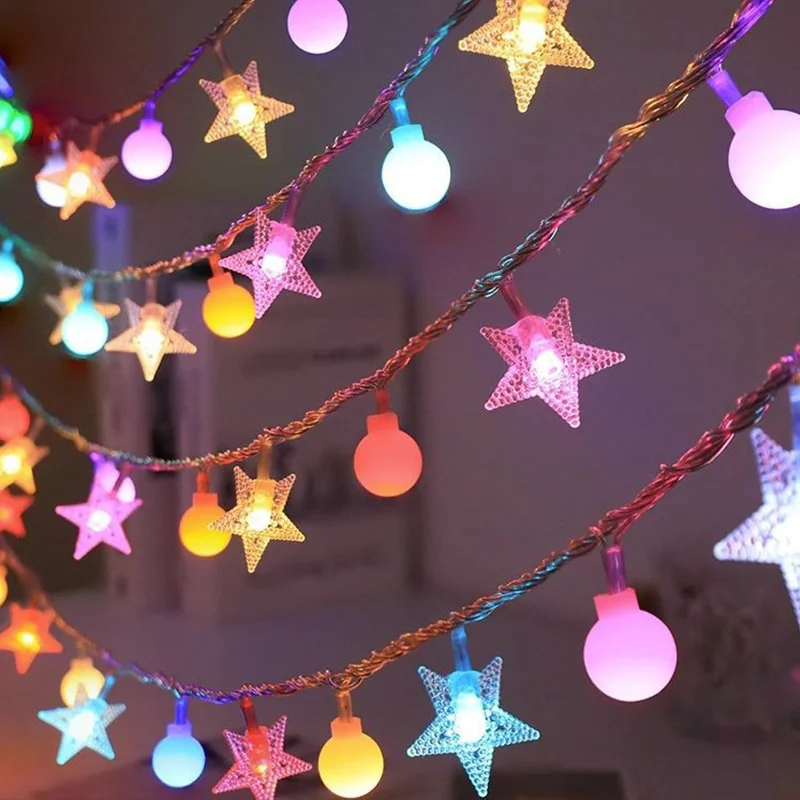 Lichterketten 1,5-6m Schneeflocke Stern Ball Weihnachts baum Elch Weihnachten Lichterketten Girlanden für Hochzeits feier Neujahr Dekor