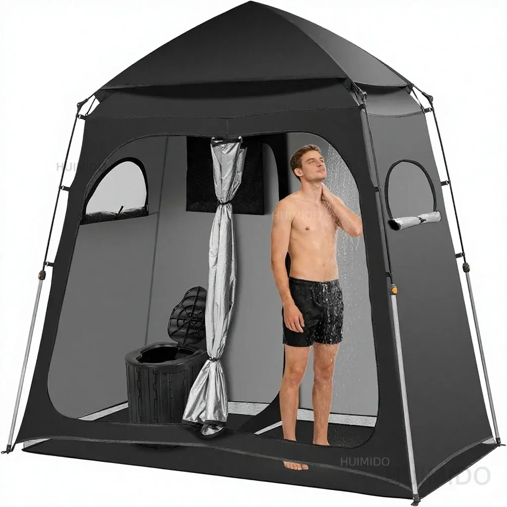 Camping Shower Tent Pop Portable Outdoor Waterproof Privacy 2 Persons Oxford Fabric Changing Toilet/Bathroom Use 4 Season