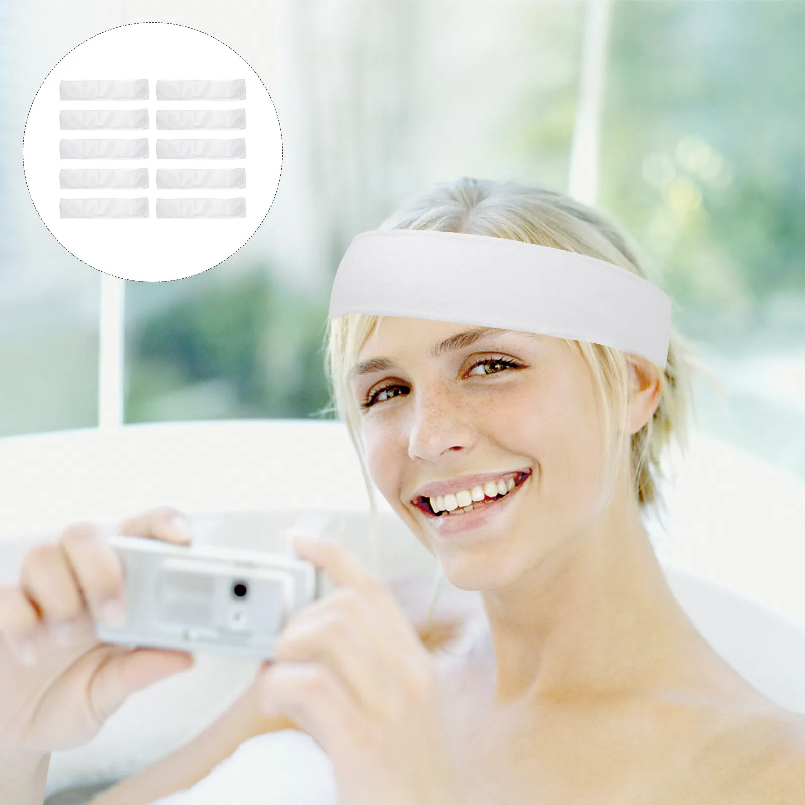 

48Pcs Disposable Spa Headband Elastic Non-Woven Fabric Face Wash Headband for Women Makeup Bath Salon Skin Care Hair Band