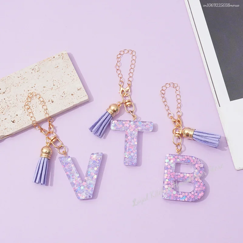 1 PCS Letter Charm Accessories for Stanley Cup Purple Cute Initial Keychain Handle Charm for Stanley Tumbler Girls Water Bottle