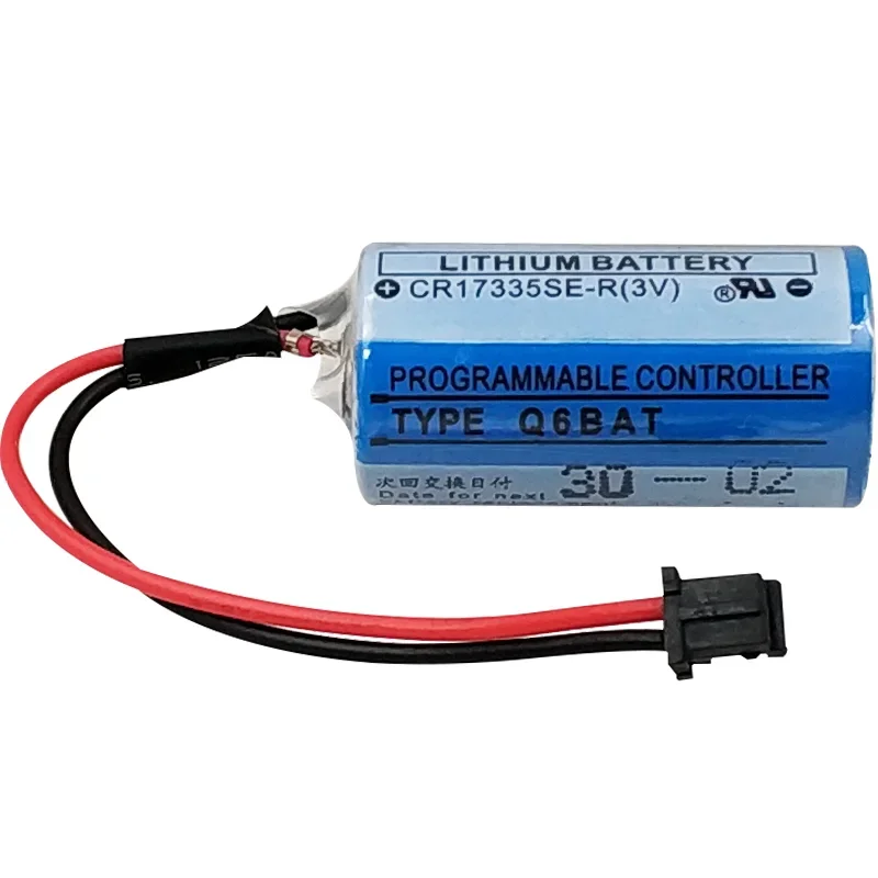 2Pieces CR17335SE-R Q6BAT GT15-BAT with Plug Battery Suitable for Mitsubishi Q Series PLC Servo Motor PLC 3V