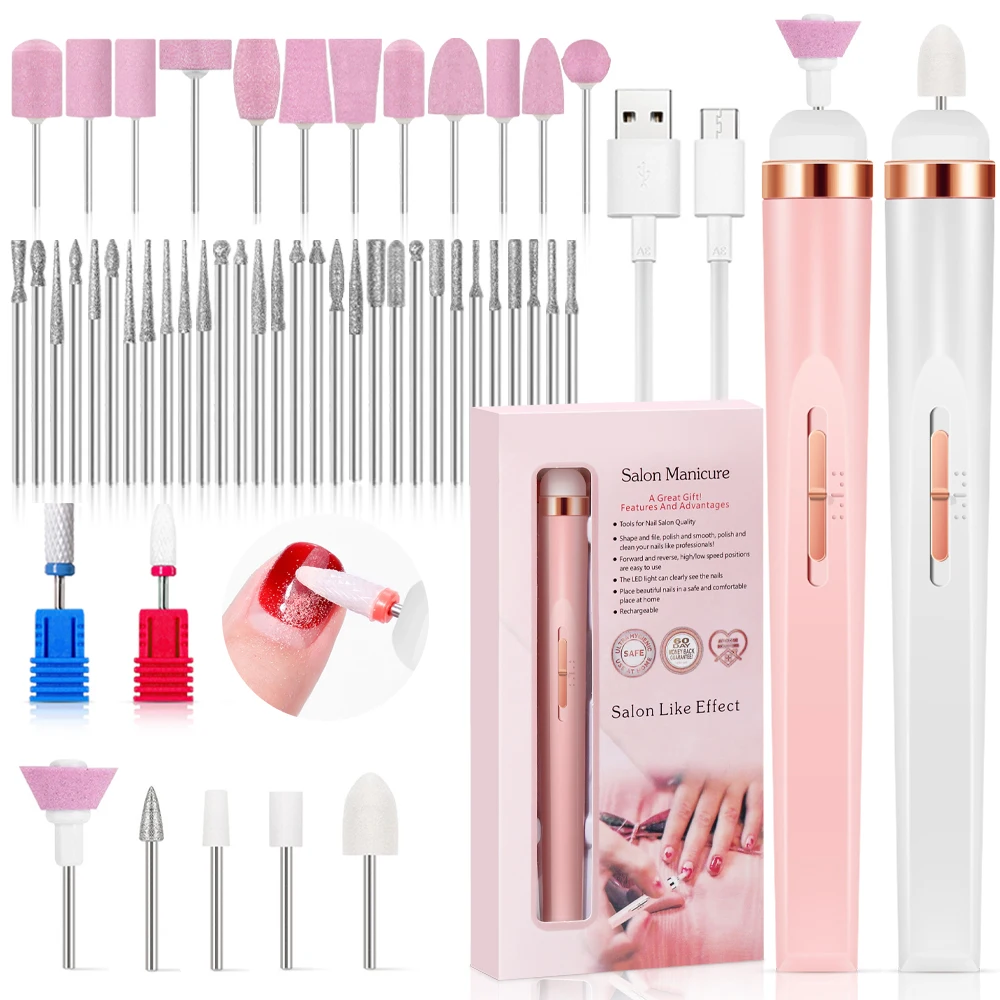 Electric Nail Drill Machine Portable Electric Nail File Rechargeable 20000RPM Nail Drill Pedicure Polishing Tools for Home