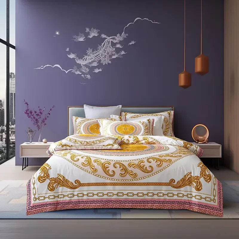 New Style 700TC High Precisions Jacquard Egyptian Cotton With Four Pillowcase Bedding Set