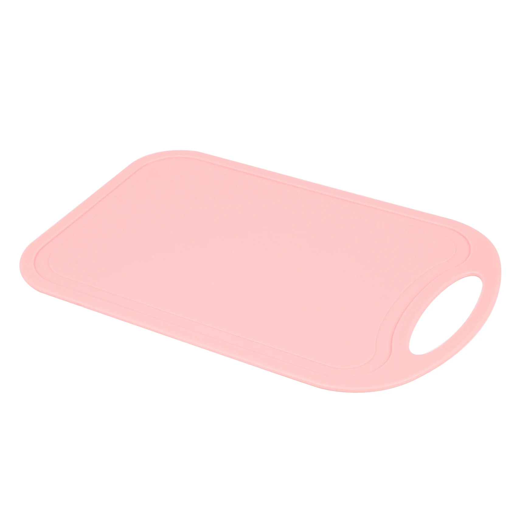 Bloco de cortar plástico carne tábua de cortar vegetais antiderrapante anti transbordamento com buraco pendurado tábua de cortar rosa