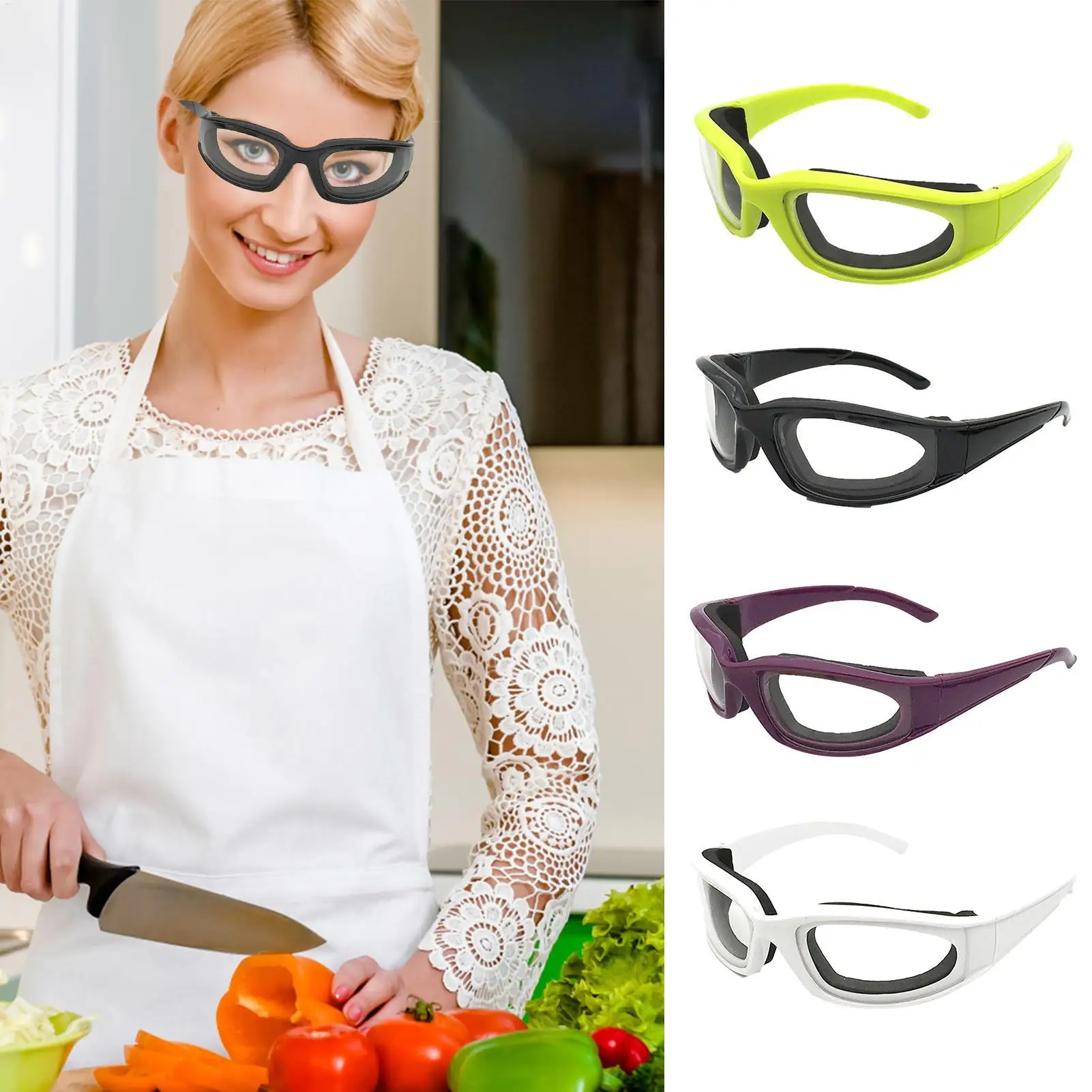 Lunettes d'oignon anti-secage, protection oculaire sans déchirure pour la cuisine, avec lentille antibuée, ajustement universel sur lunettes de prescription