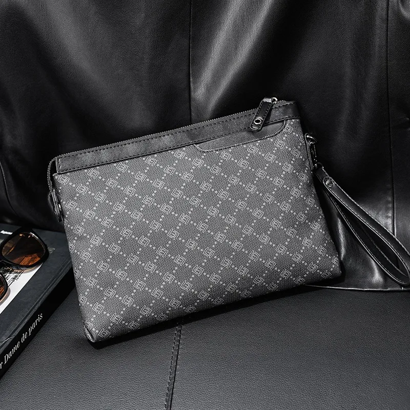 New Letter Plaid Clutch Men Hand Bag Luxury Brand Design Men\'s Clutches Casual Fashion Envelope Bag Clutch IPAD Bag Handbags