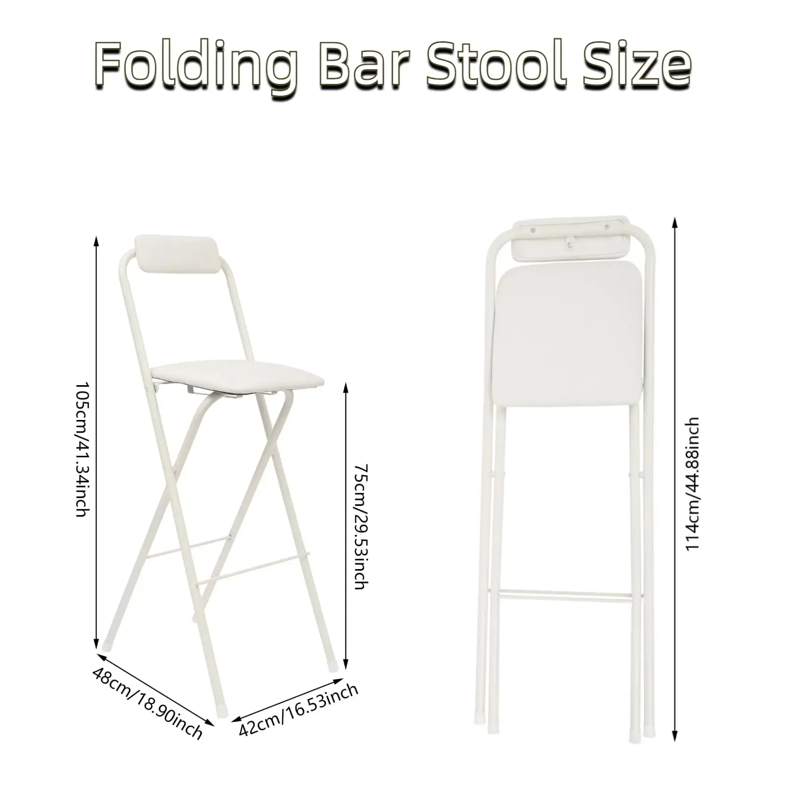 2 Sgabello da bar pieghevole, sedia da bar pieghevole alta 29,53 pollici con schienale cuscino in spugna sgabello pieghevole portatile altezza bancone, F