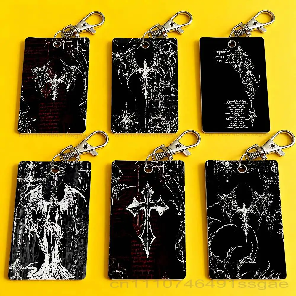 

Gothic Cyber Sigil Cross Card Holder Keychain Badge Holder Card Pass Hang Rope Lariat Lanyard for Key Rings Accessories Gift