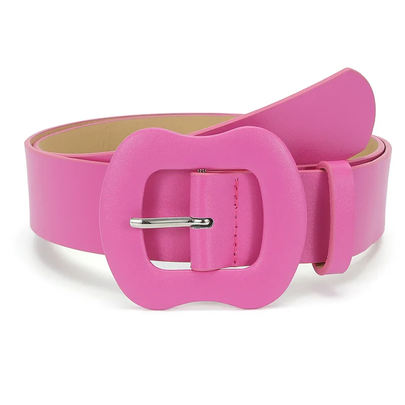 Ceinture large de Style coréen pour femmes, couleur bonbon, à la mode, boucles à bretelles, couleur unie, pour robe en jean décorative