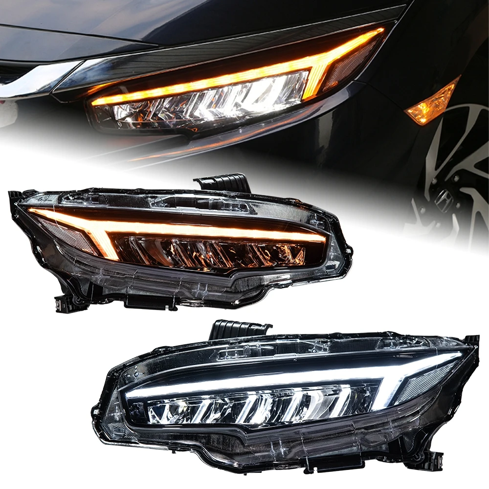 Car Headlights For Honda Civic X LED Headlight Projector Lens 2016-2021 Dynamic Signal Head Lamp Front Drl Automotive Accessory