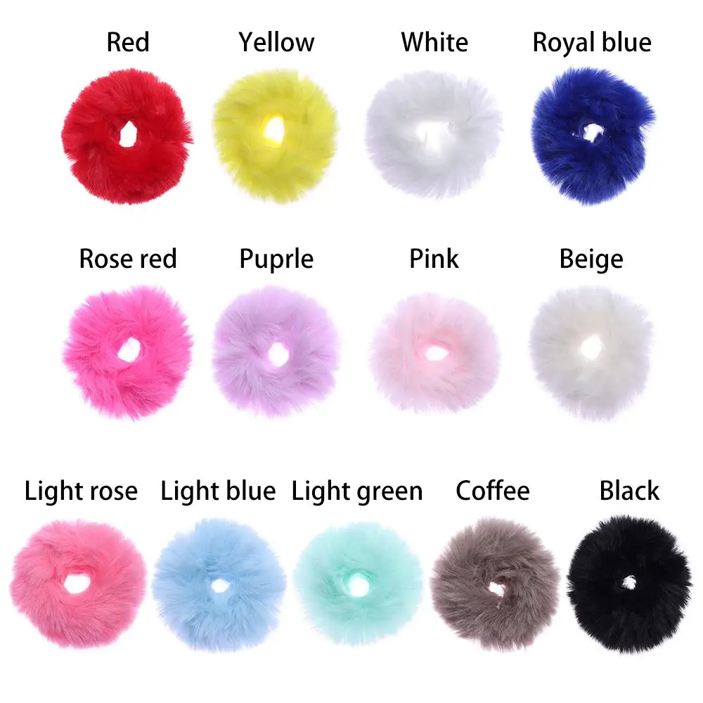 Winter Women and Girls Hair Accessories Hair Bobbles Pom Pom Hair Tie Fur Hair Scrunchies Ponytail Holders Elastic  Hair Bands