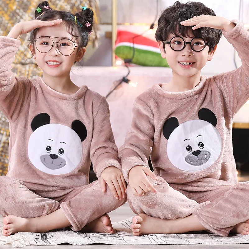 Teens Pajamas Long Sleeve Fleece Pyjamas Kids Clothes Sets Cartoon Big Boy Sleepwear Cute Nightwear For Girls 10 12 14 16 Years