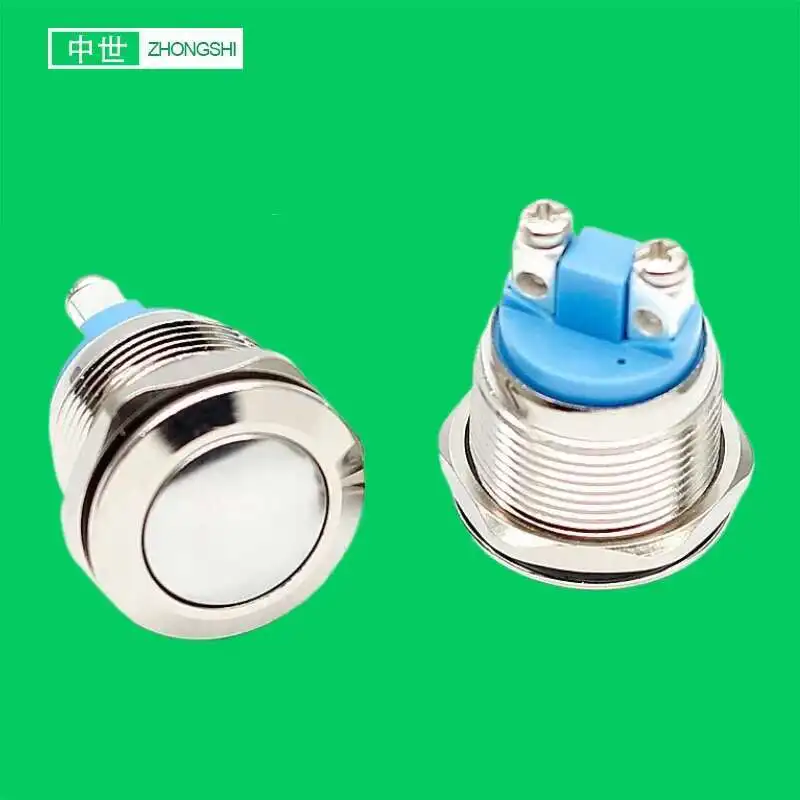 

19Mm Metal Self Locking Momentary Reset Waterproof Button Car Horn Switch With Screw Terminal
