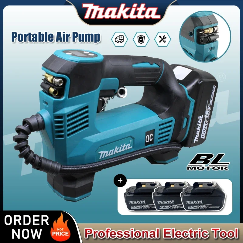 

Портативный воздушный насос Makita 18В, литий-ионный аккумуляторный беспроводной компрессор для накачки автомобильных шин, электрический насос для мотоциклов