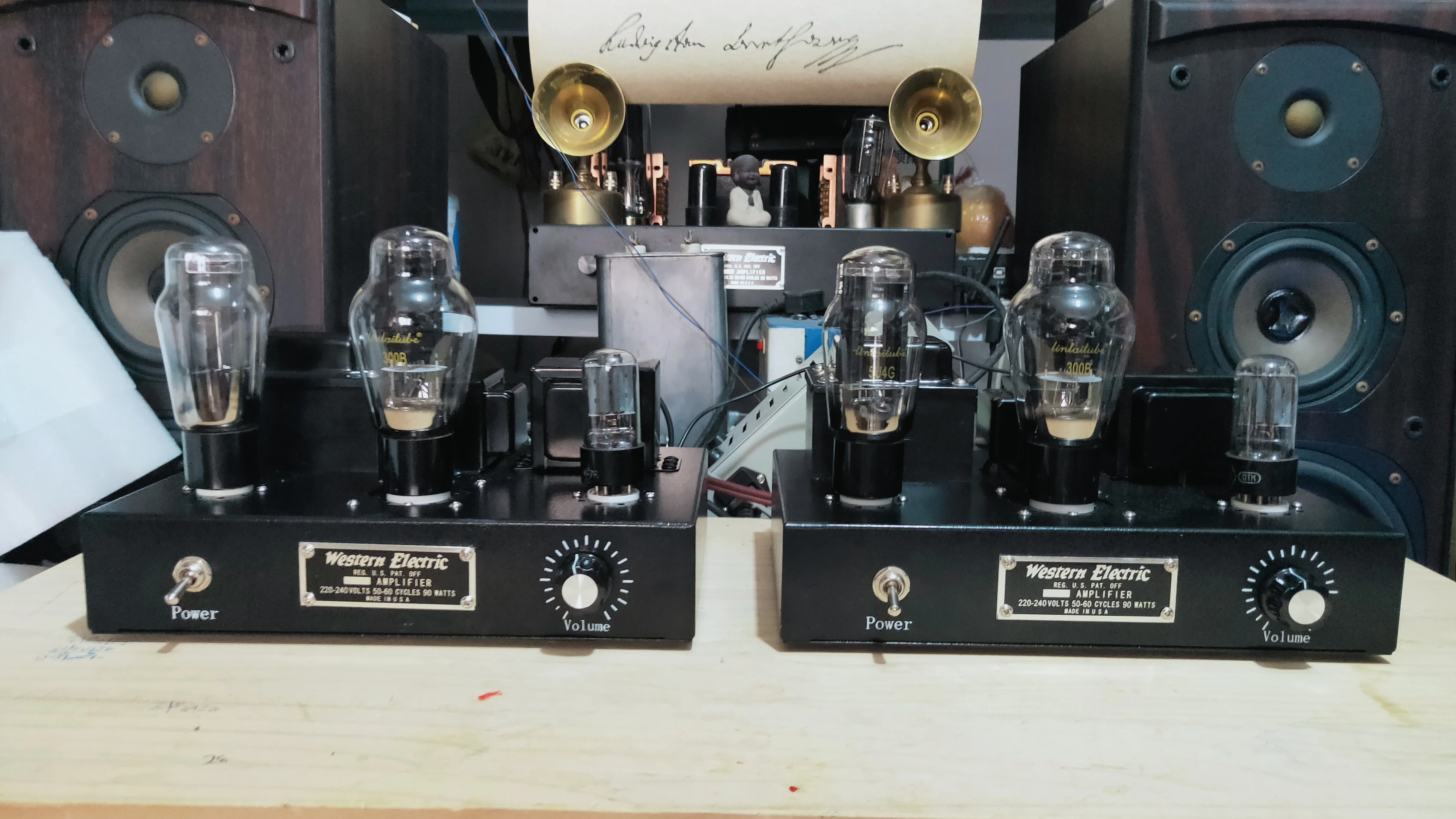 1Pair)High-end Single Ended 6SN7 Push 300B Handmade 2.0 Stereo 8W Vacuum Tube Amplifier Split HIFI 300B Electron Tube Amplifier