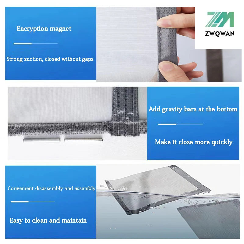 Side opening magnetic mosquito proof door curtain,mosquito net,screen door,self-adhesive,non punching mosquito and fly proof net