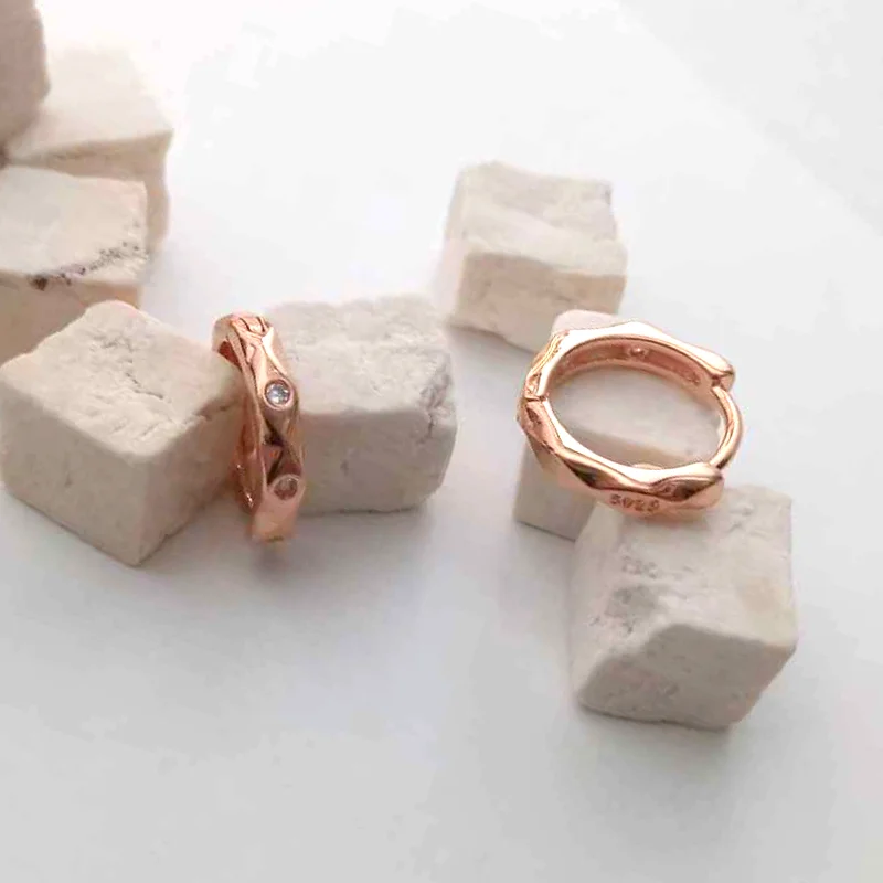 Simple Style Women Men Unisex Hoop Earring for Ear Decoration Ornament Fine Stamp 925 Sterling Silver Clear Cubic Zircon Paved