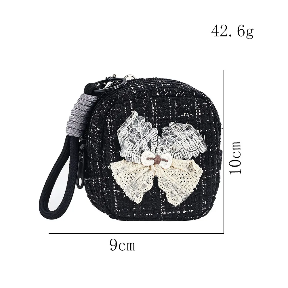 Fashion Aesthetic Mini Crossbody Pouch Lace Bow Zipper Wallet Storage Case for Earbud Coin Jewelry Women Street Outfit Decor