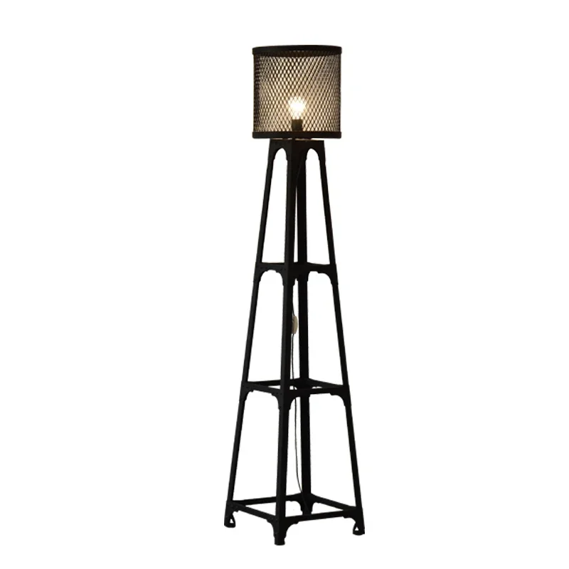 Industrial style retro loft style imitation rust iron floor lamp living room coffee shop bar KTV vertical lighthouse