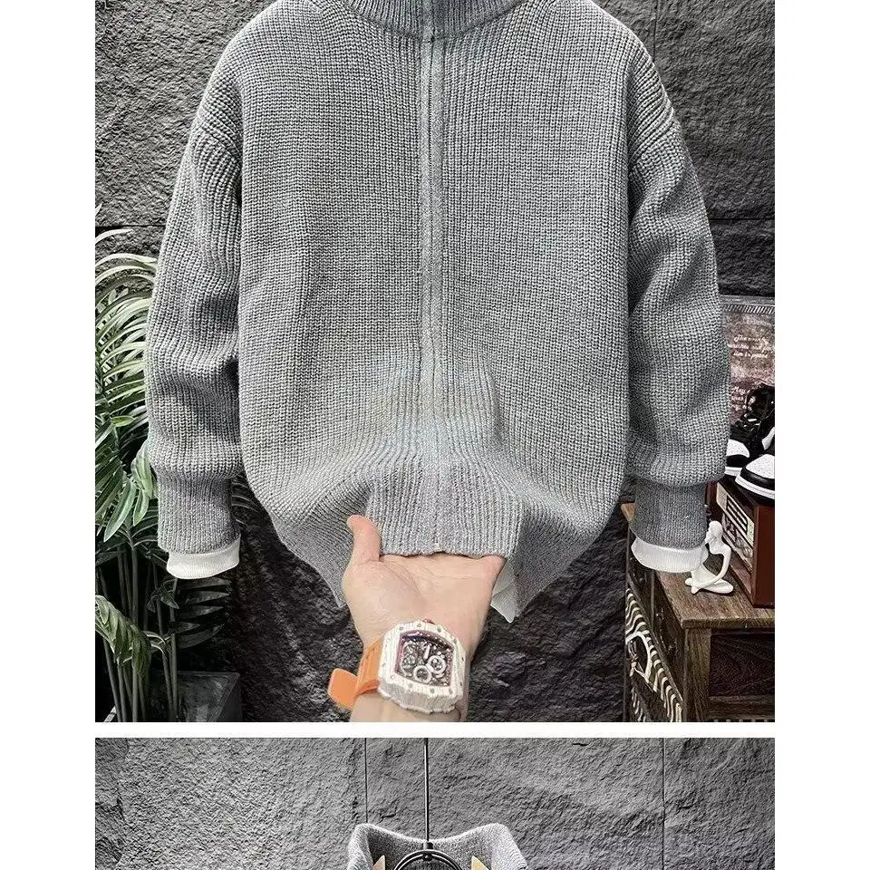 

Повседневный вязаный свитер в американском стиле ретро с v-образным вырезом, мужской цветной открытый кардиган, мягкий полиэстер, зимний длинный свек, модный