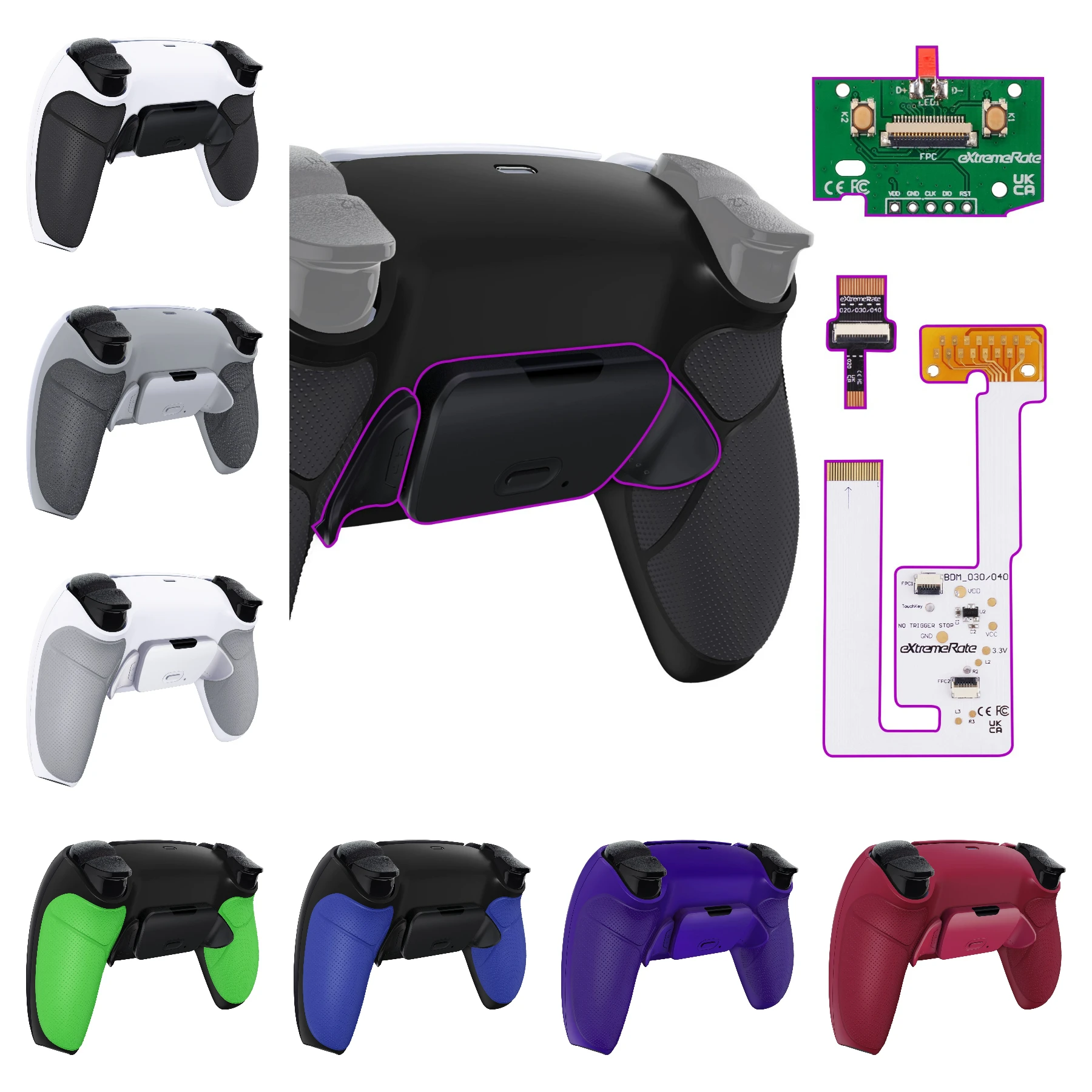 

eXtremeRate Back Paddles Programable RISE V3 Remap Kit for ps5 Controller BDM-030/040/050, Upgrade Board Back Shell Back Button